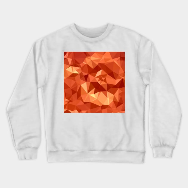 Atomic Tangerine Orange Abstract Low Polygon Background Crewneck Sweatshirt by retrovectors